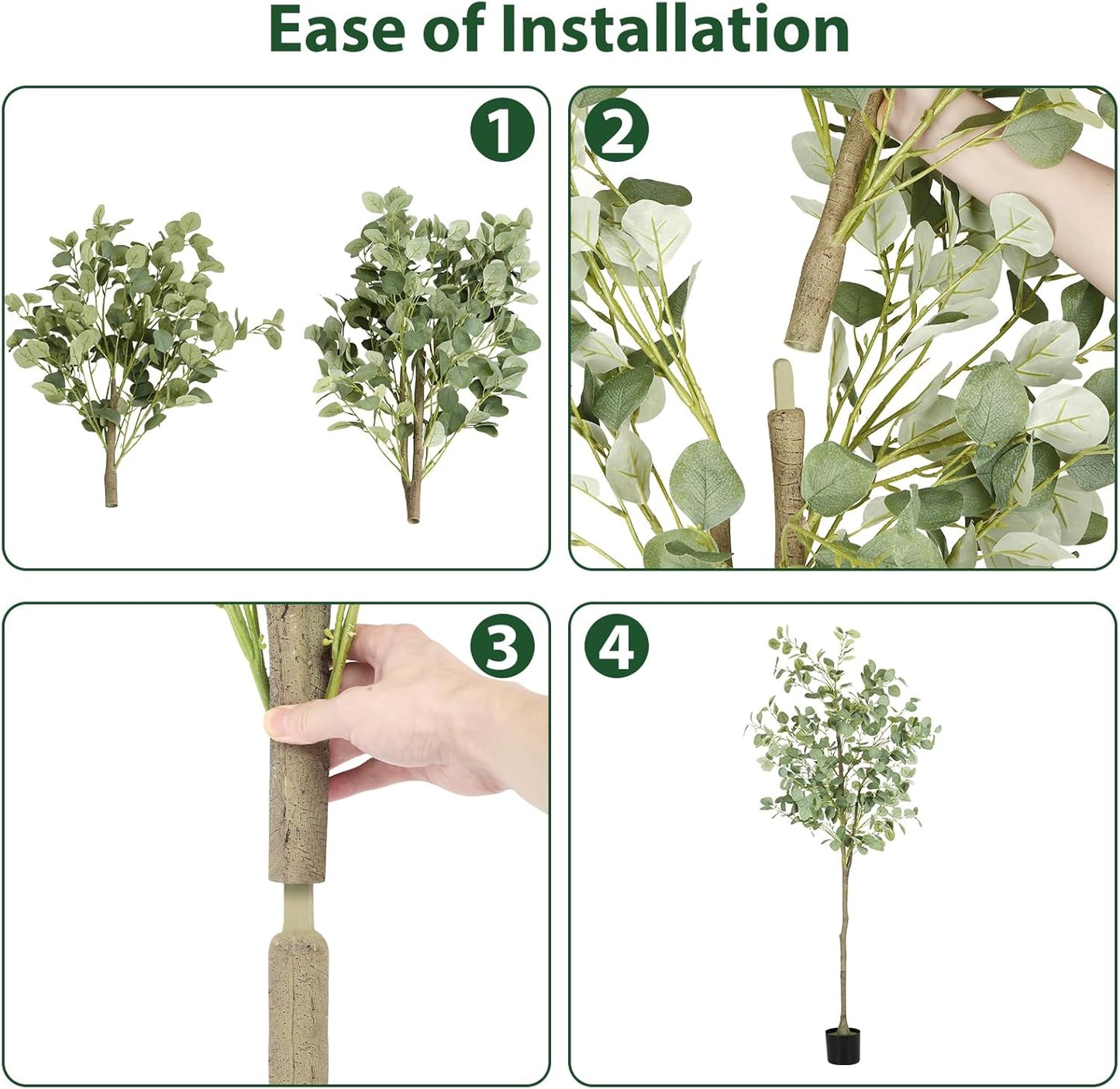 Artificial Eucalyptus Tree,6Ft Tall Fake Potted Tree Silk Faux Eucalyptus Tree with Plastic Nursery Pot, Artificial Plants for Home Office Indoor Decor