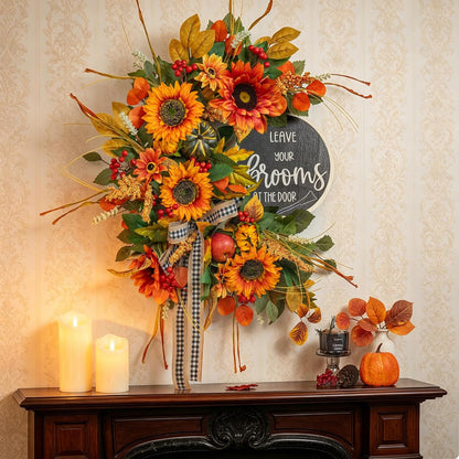 Fall Wreaths for Front Door 24 Inch Autumn Wreath Thanksgiving Door Decor