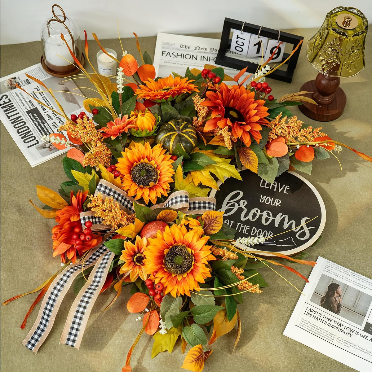 Fall Wreaths for Front Door 24 Inch Autumn Wreath Thanksgiving Door Decor