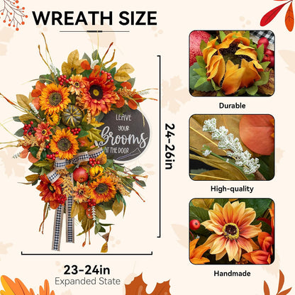 Fall Wreaths for Front Door 24 Inch Autumn Wreath Thanksgiving Door Decor