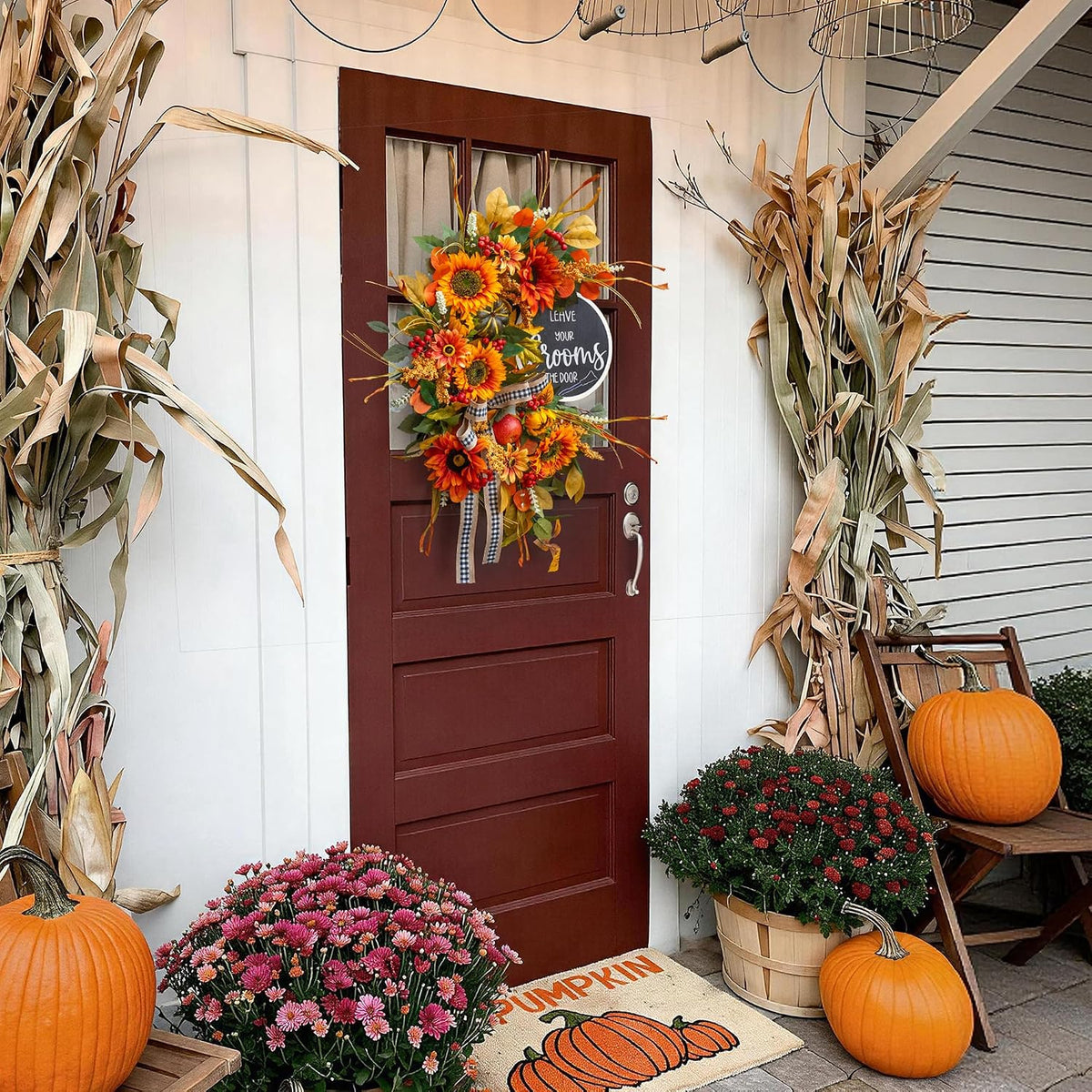 Fall Wreaths for Front Door 24 Inch Autumn Wreath Thanksgiving Door Decor