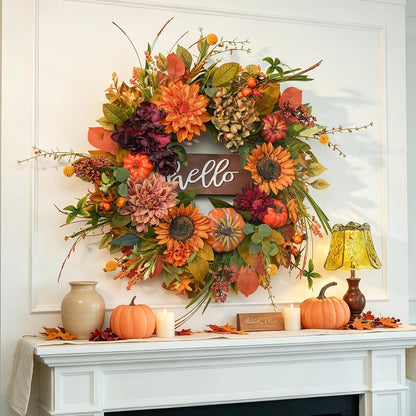 Fall Wreaths for Front Door 24 Inch Autumn Wreath Thanksgiving Door Decor