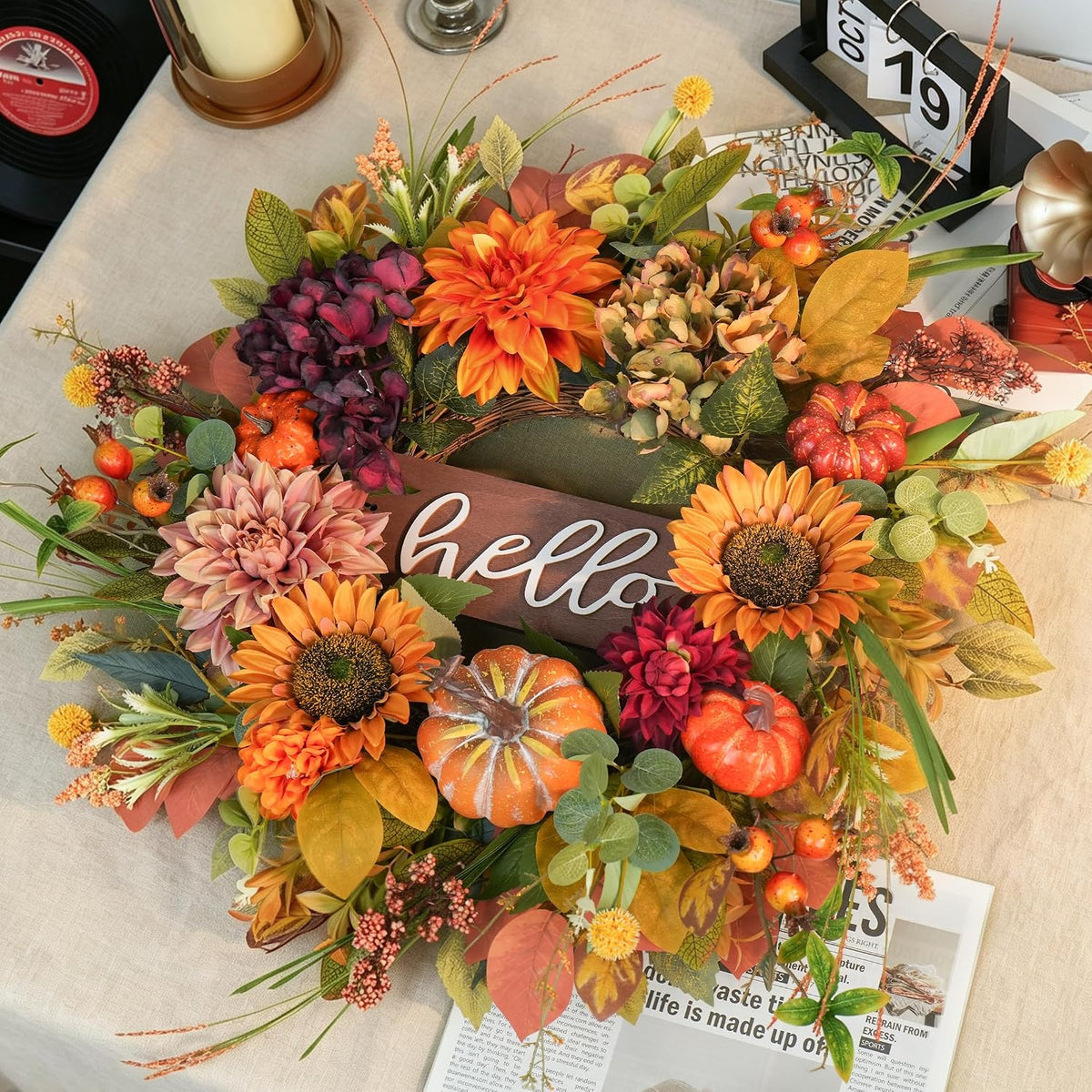 Fall Wreaths for Front Door 24 Inch Autumn Wreath Thanksgiving Door Decor