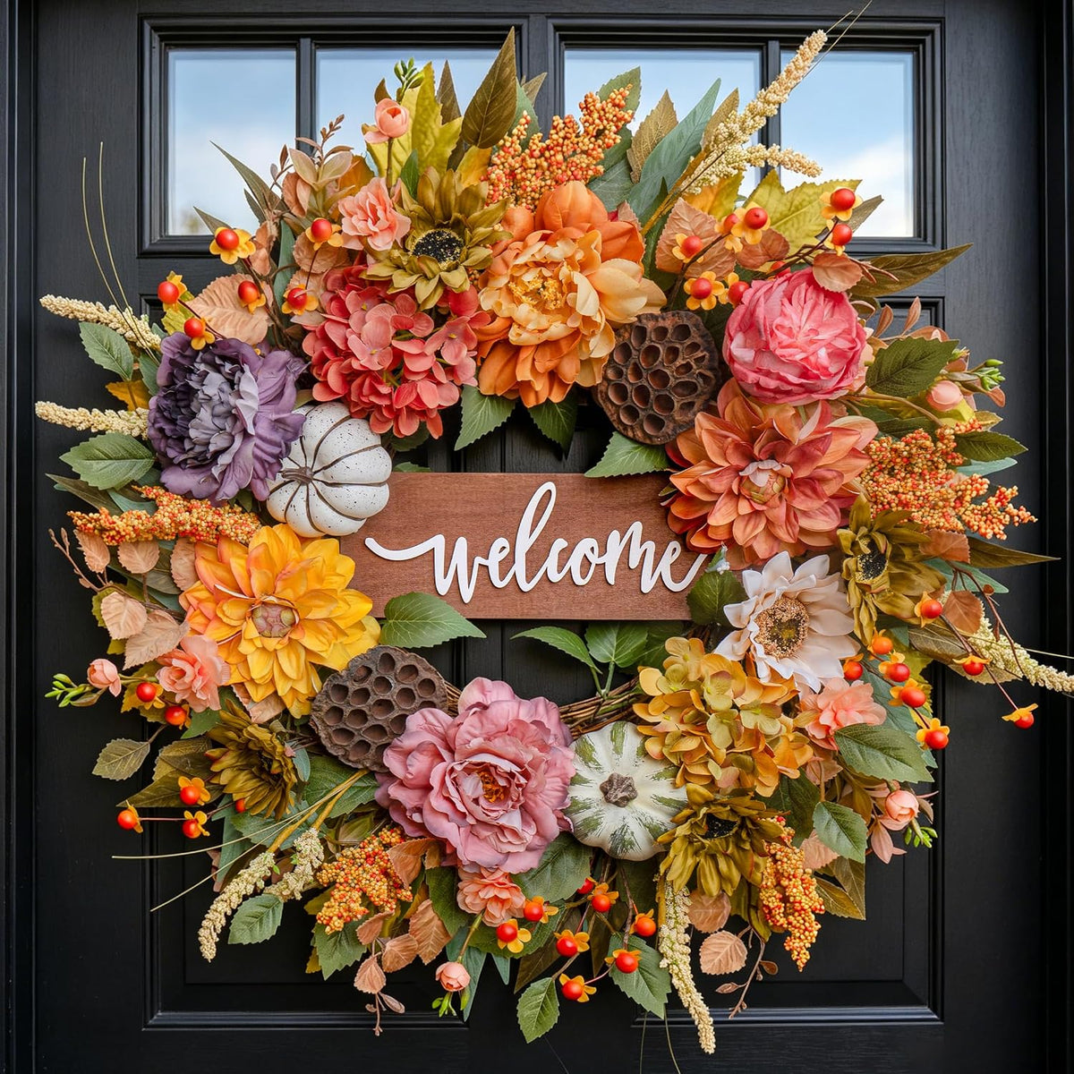 Fall Wreaths for Front Door 24 Inch Autumn Wreath Thanksgiving Door Decor