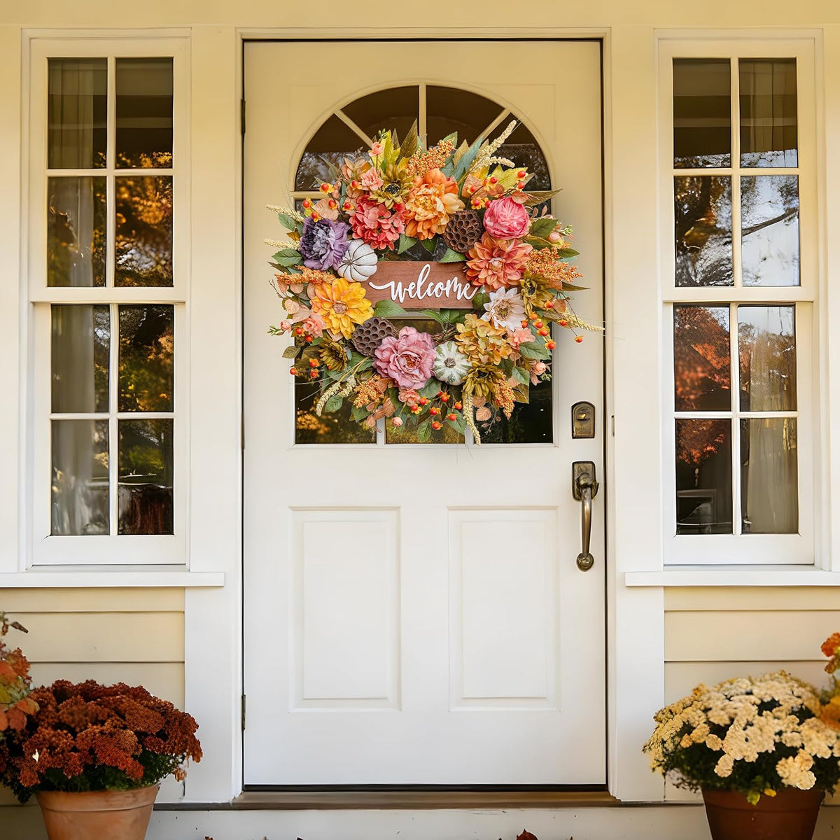 Fall Wreaths for Front Door 24 Inch Autumn Wreath Thanksgiving Door Decor