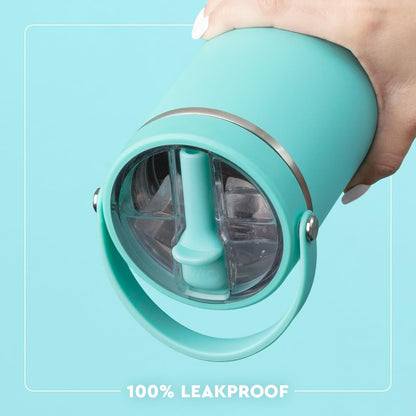 30oz Leakproof To-Go Tumbler with Handle, Lemon Meringue | Leakproof Lid - Triple Insulated Stainless Steel - Handle & Straw Included - Cup Holder Friendly - Dishwasher Safe