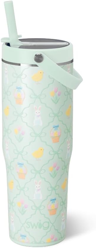 30oz Leakproof To-Go Tumbler with Handle, Lemon Meringue | Leakproof Lid - Triple Insulated Stainless Steel - Handle & Straw Included - Cup Holder Friendly - Dishwasher Safe