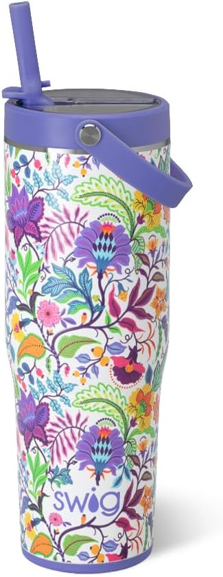 30oz Leakproof To-Go Tumbler with Handle, Lemon Meringue | Leakproof Lid - Triple Insulated Stainless Steel - Handle & Straw Included - Cup Holder Friendly - Dishwasher Safe
