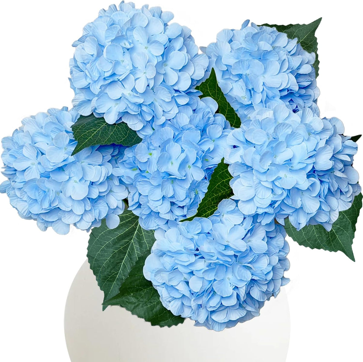6PCS Blue Hydrangea Artificial Flowers, Bulk Silk Fake Flower with Stems, Faux Hydrangeas Bouquets for Home Décor, Wedding, Party, and Office Table Centerpieces.