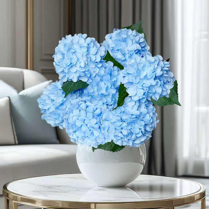 6PCS Blue Hydrangea Artificial Flowers, Bulk Silk Fake Flower with Stems, Faux Hydrangeas Bouquets for Home Décor, Wedding, Party, and Office Table Centerpieces.