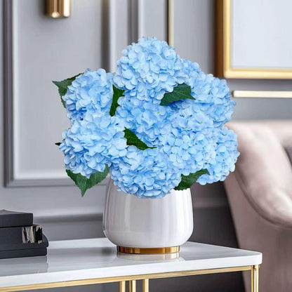 6PCS Blue Hydrangea Artificial Flowers, Bulk Silk Fake Flower with Stems, Faux Hydrangeas Bouquets for Home Décor, Wedding, Party, and Office Table Centerpieces.