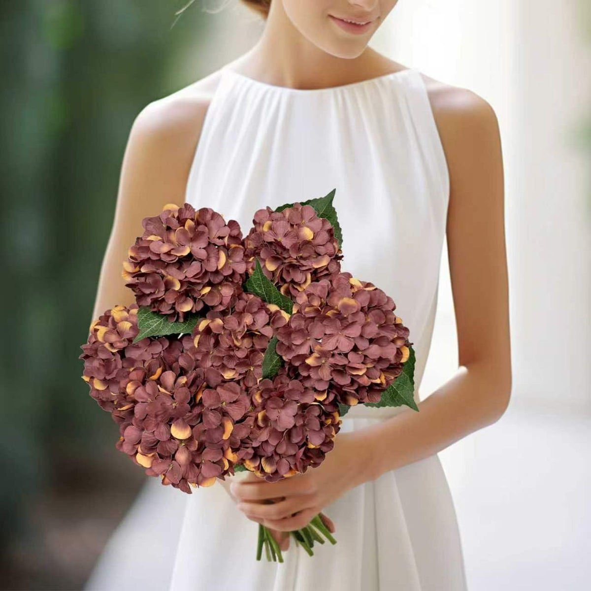 6PCS Blue Hydrangea Artificial Flowers, Bulk Silk Fake Flower with Stems, Faux Hydrangeas Bouquets for Home Décor, Wedding, Party, and Office Table Centerpieces.