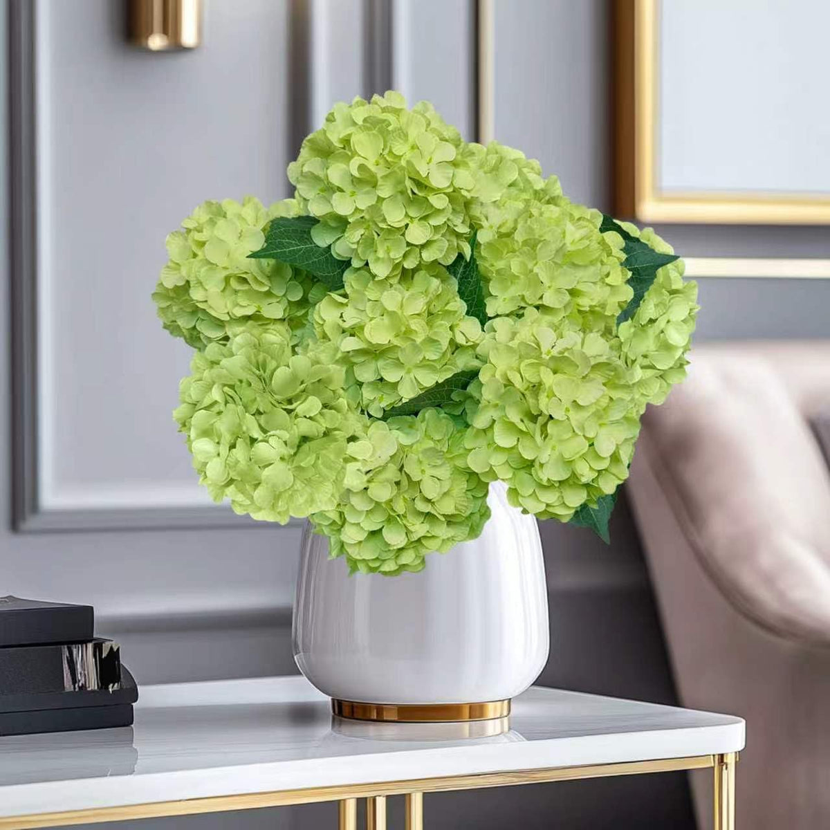 6PCS Blue Hydrangea Artificial Flowers, Bulk Silk Fake Flower with Stems, Faux Hydrangeas Bouquets for Home Décor, Wedding, Party, and Office Table Centerpieces.