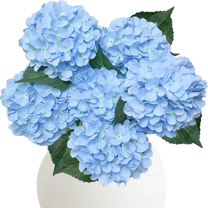 6PCS Blue Hydrangea Artificial Flowers, Bulk Silk Fake Flower with Stems, Faux Hydrangeas Bouquets for Home Décor, Wedding, Party, and Office Table Centerpieces.