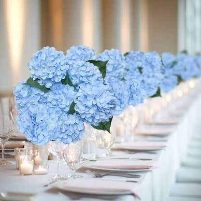 6PCS Blue Hydrangea Artificial Flowers, Bulk Silk Fake Flower with Stems, Faux Hydrangeas Bouquets for Home Décor, Wedding, Party, and Office Table Centerpieces.