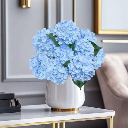 6PCS Blue Hydrangea Artificial Flowers, Bulk Silk Fake Flower with Stems, Faux Hydrangeas Bouquets for Home Décor, Wedding, Party, and Office Table Centerpieces.