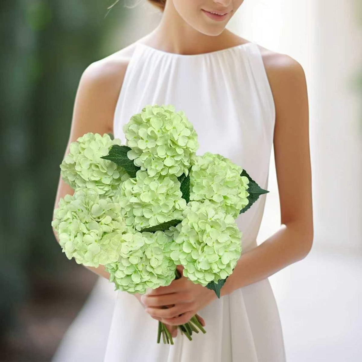 6PCS Blue Hydrangea Artificial Flowers, Bulk Silk Fake Flower with Stems, Faux Hydrangeas Bouquets for Home Décor, Wedding, Party, and Office Table Centerpieces.