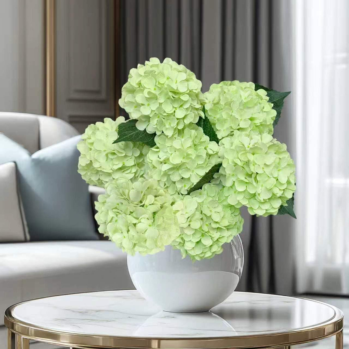 6PCS Blue Hydrangea Artificial Flowers, Bulk Silk Fake Flower with Stems, Faux Hydrangeas Bouquets for Home Décor, Wedding, Party, and Office Table Centerpieces.