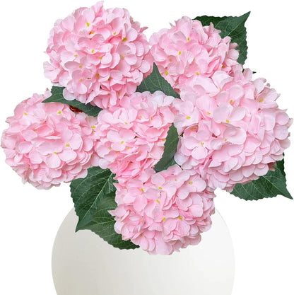 6PCS Blue Hydrangea Artificial Flowers, Bulk Silk Fake Flower with Stems, Faux Hydrangeas Bouquets for Home Décor, Wedding, Party, and Office Table Centerpieces.