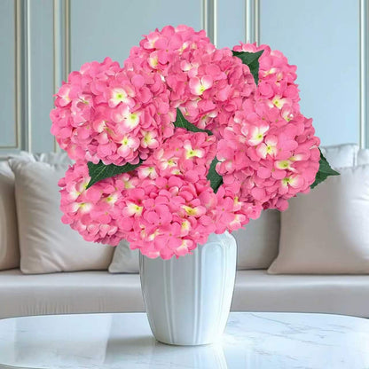 6PCS Blue Hydrangea Artificial Flowers, Bulk Silk Fake Flower with Stems, Faux Hydrangeas Bouquets for Home Décor, Wedding, Party, and Office Table Centerpieces.