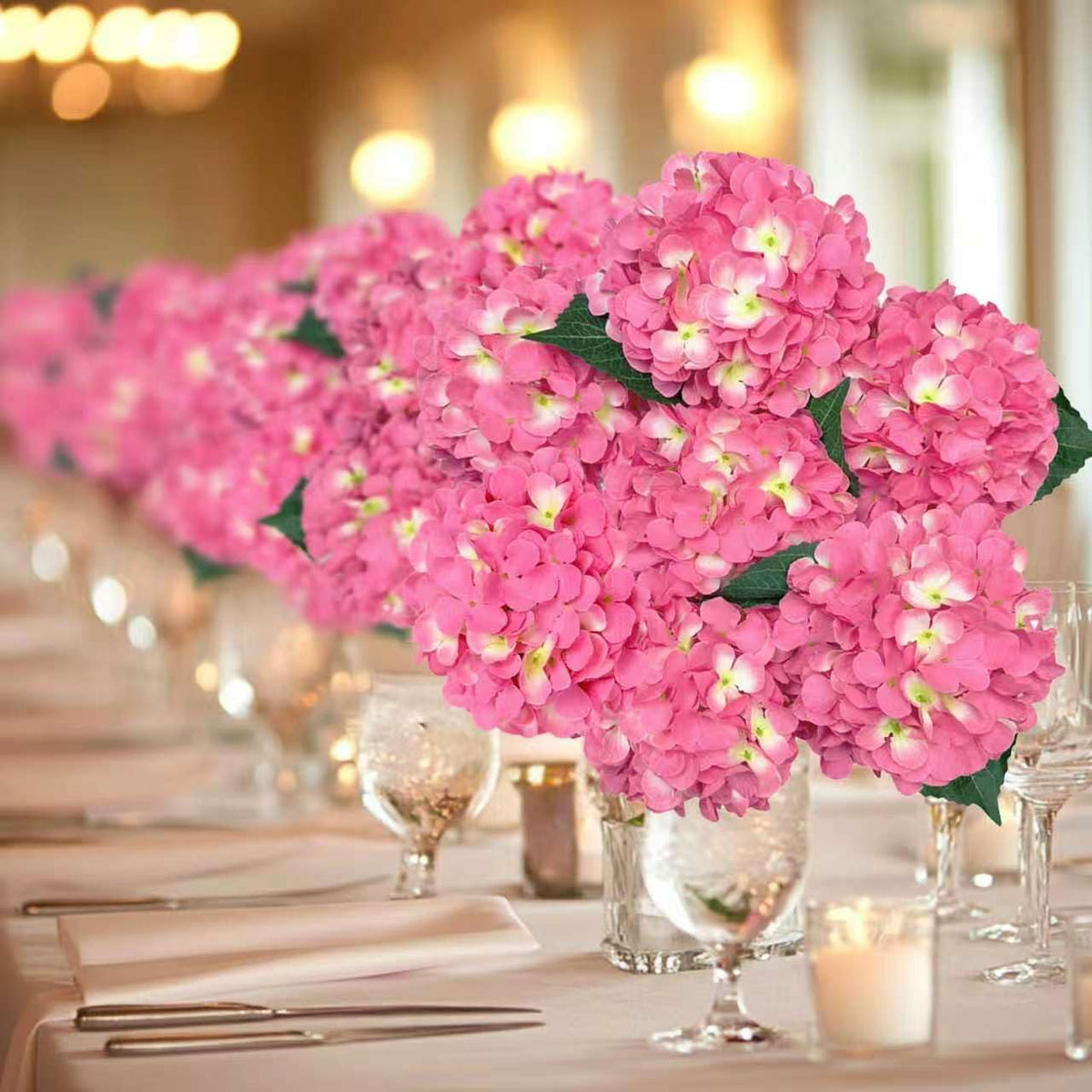 6PCS Blue Hydrangea Artificial Flowers, Bulk Silk Fake Flower with Stems, Faux Hydrangeas Bouquets for Home Décor, Wedding, Party, and Office Table Centerpieces.