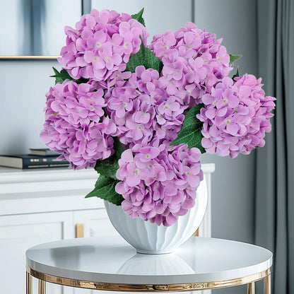 6PCS Blue Hydrangea Artificial Flowers, Bulk Silk Fake Flower with Stems, Faux Hydrangeas Bouquets for Home Décor, Wedding, Party, and Office Table Centerpieces.