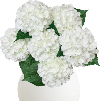 6PCS Blue Hydrangea Artificial Flowers, Bulk Silk Fake Flower with Stems, Faux Hydrangeas Bouquets for Home Décor, Wedding, Party, and Office Table Centerpieces.