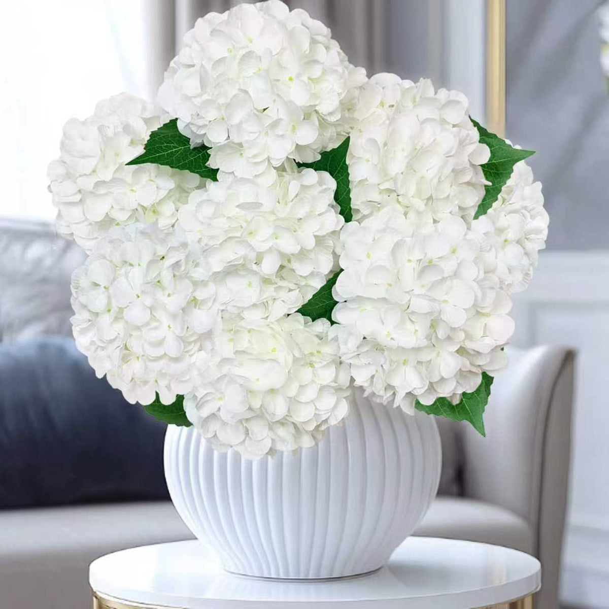 6PCS Blue Hydrangea Artificial Flowers, Bulk Silk Fake Flower with Stems, Faux Hydrangeas Bouquets for Home Décor, Wedding, Party, and Office Table Centerpieces.