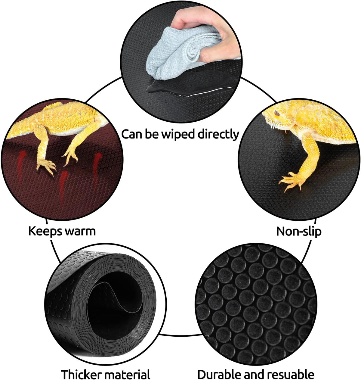 Reptile Substrate Mat Terrarium Carpet, 118" x 23.6" Non-Adhesive Reptile Terrarium Bedding Substrate Liner, Reptile Tank Accessories for Bearded Dragon,Leopard Gecko,Lizard,Tortoise