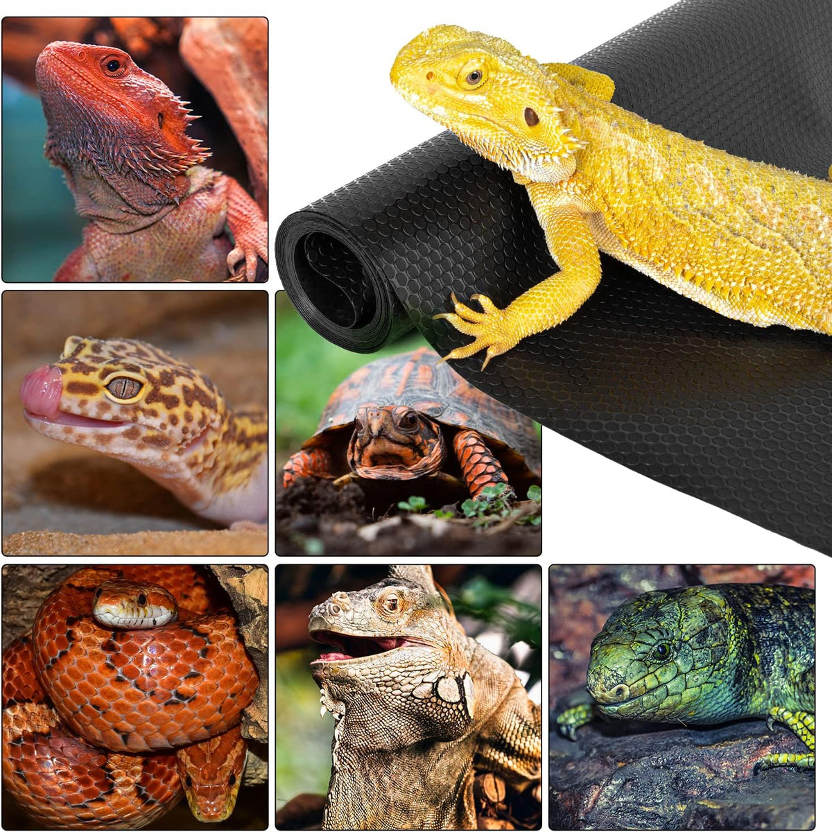 Reptile Substrate Mat Terrarium Carpet, 118" x 23.6" Non-Adhesive Reptile Terrarium Bedding Substrate Liner, Reptile Tank Accessories for Bearded Dragon,Leopard Gecko,Lizard,Tortoise