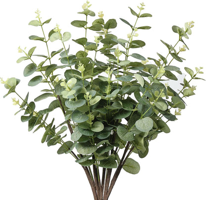 20PCS Artificial Eucalyptus Stems, Faux Silver Dollar Eucalyptus Leaves, Realistic Greenery Branches for Vase Filler, Wedding Greenery, Farmhouse Home Decor, Shower Eucalyptus Decoration