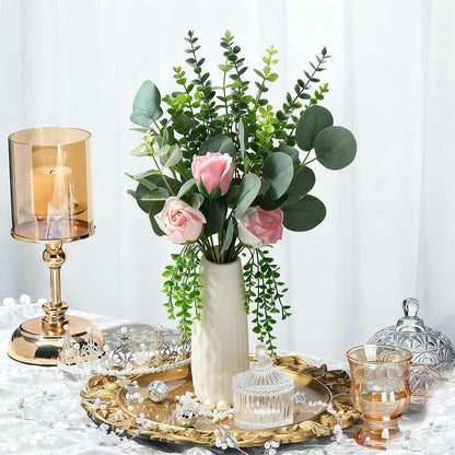 20PCS Artificial Eucalyptus Stems, Faux Silver Dollar Eucalyptus Leaves, Realistic Greenery Branches for Vase Filler, Wedding Greenery, Farmhouse Home Decor, Shower Eucalyptus Decoration