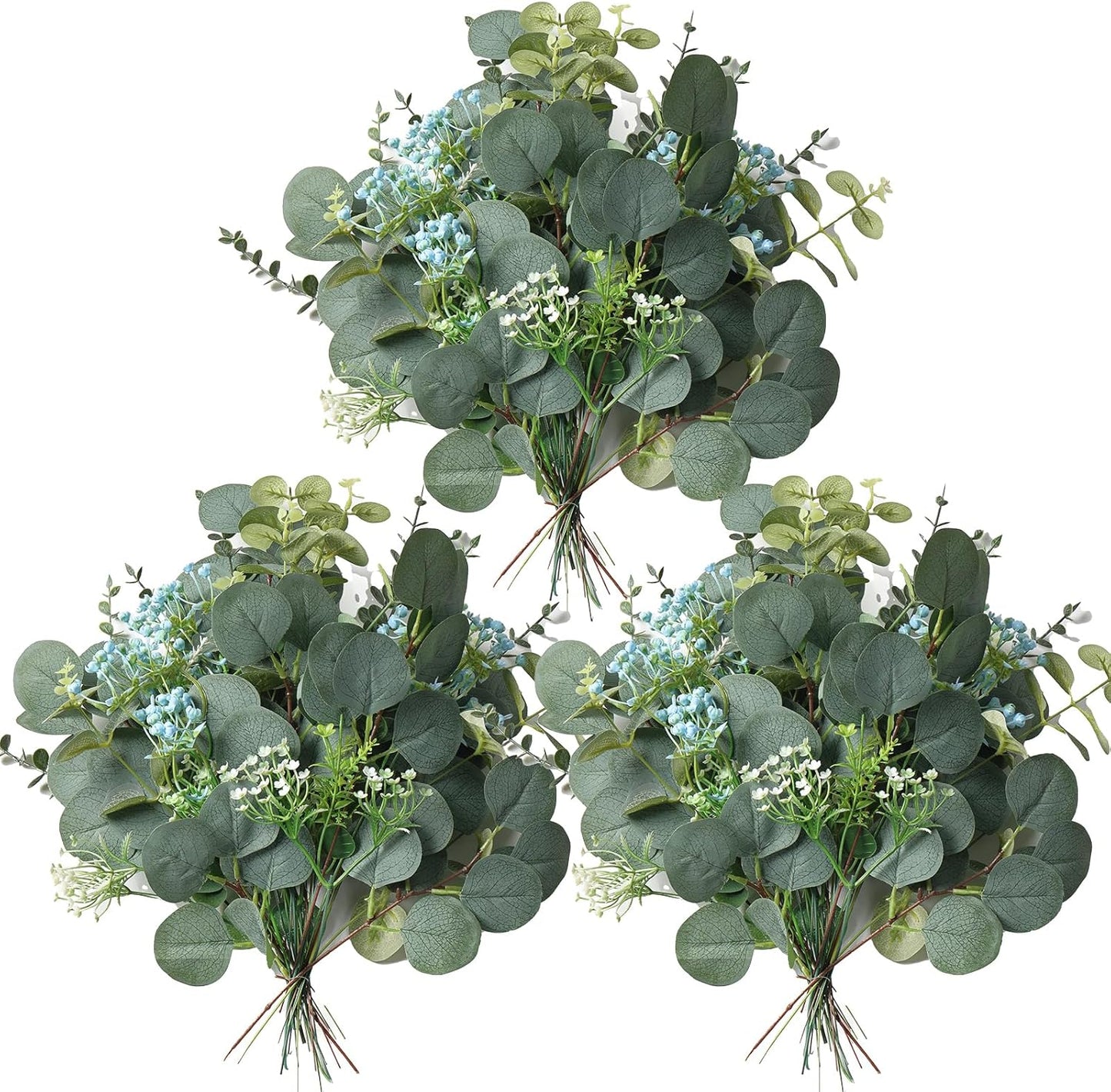 20PCS Artificial Eucalyptus Stems, Faux Silver Dollar Eucalyptus Leaves, Realistic Greenery Branches for Vase Filler, Wedding Greenery, Farmhouse Home Decor, Shower Eucalyptus Decoration