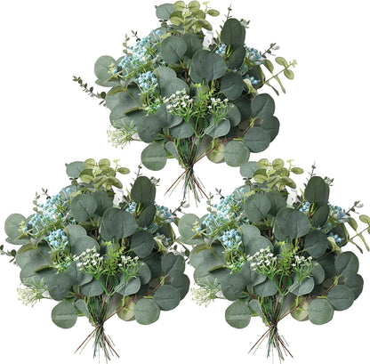 20PCS Artificial Eucalyptus Stems, Faux Silver Dollar Eucalyptus Leaves, Realistic Greenery Branches for Vase Filler, Wedding Greenery, Farmhouse Home Decor, Shower Eucalyptus Decoration
