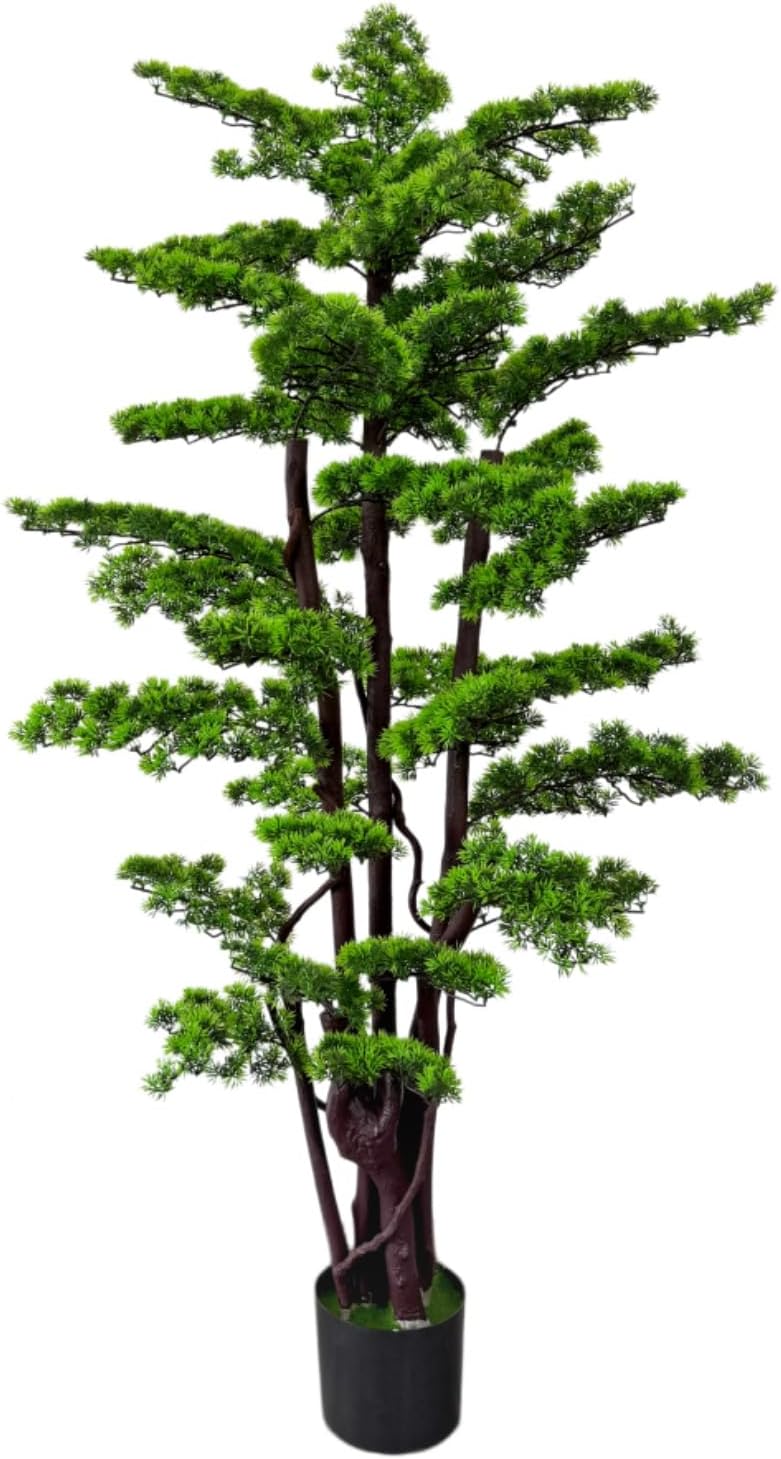6FT Artificial Bonsai Tree in Pot – Large Realistic Cedar Tree Faux Pine Plant for Home & Office Decor, Hotel Lobby Entryway Greenery