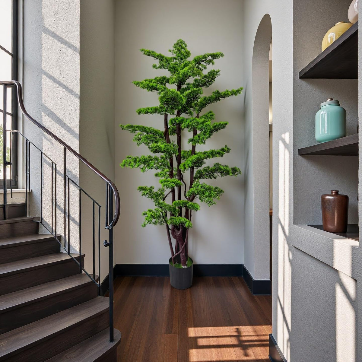 6FT Artificial Bonsai Tree in Pot – Large Realistic Cedar Tree Faux Pine Plant for Home & Office Decor, Hotel Lobby Entryway Greenery