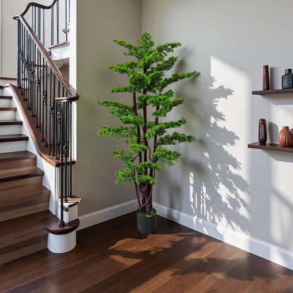 6FT Artificial Bonsai Tree in Pot – Large Realistic Cedar Tree Faux Pine Plant for Home & Office Decor, Hotel Lobby Entryway Greenery