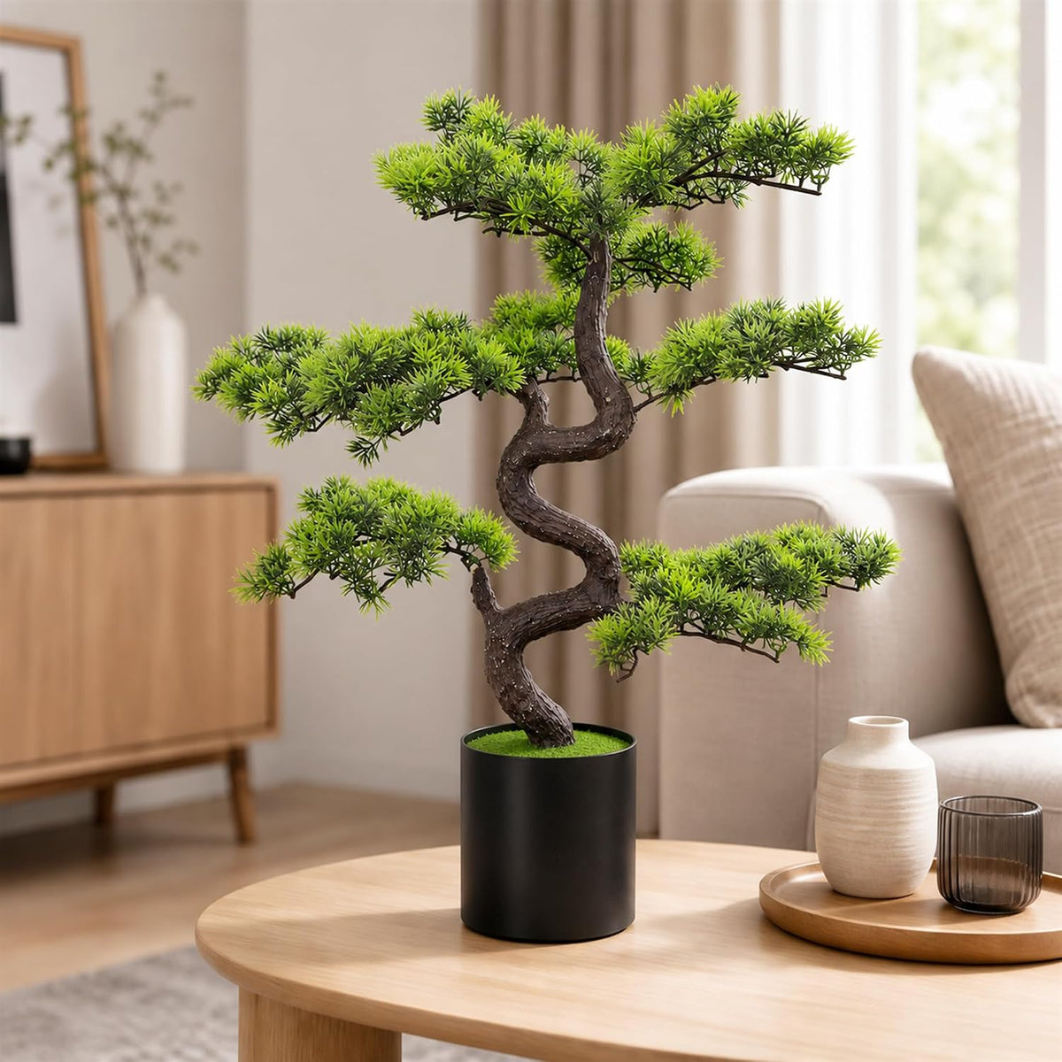 6FT Artificial Bonsai Tree in Pot – Large Realistic Cedar Tree Faux Pine Plant for Home & Office Decor, Hotel Lobby Entryway Greenery