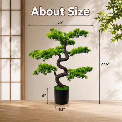 6FT Artificial Bonsai Tree in Pot – Large Realistic Cedar Tree Faux Pine Plant for Home & Office Decor, Hotel Lobby Entryway Greenery