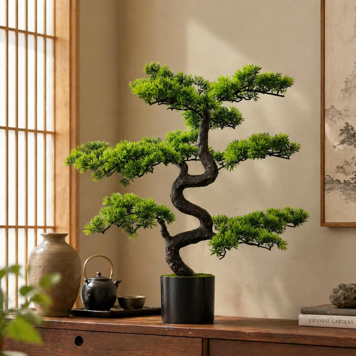 6FT Artificial Bonsai Tree in Pot – Large Realistic Cedar Tree Faux Pine Plant for Home & Office Decor, Hotel Lobby Entryway Greenery