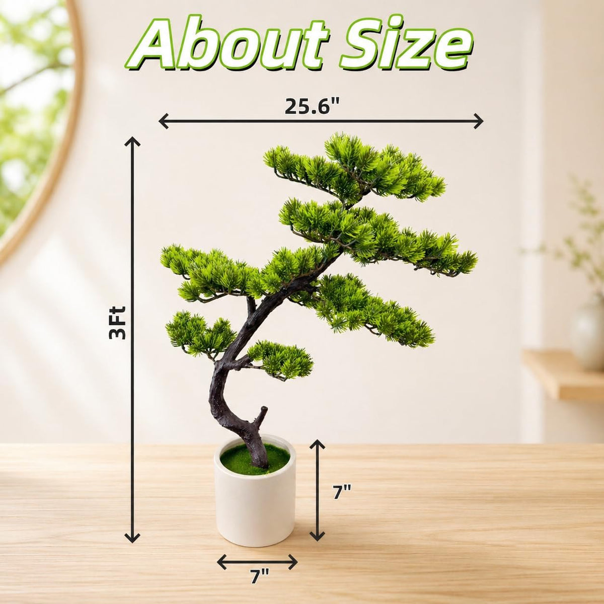 6FT Artificial Bonsai Tree in Pot – Large Realistic Cedar Tree Faux Pine Plant for Home & Office Decor, Hotel Lobby Entryway Greenery