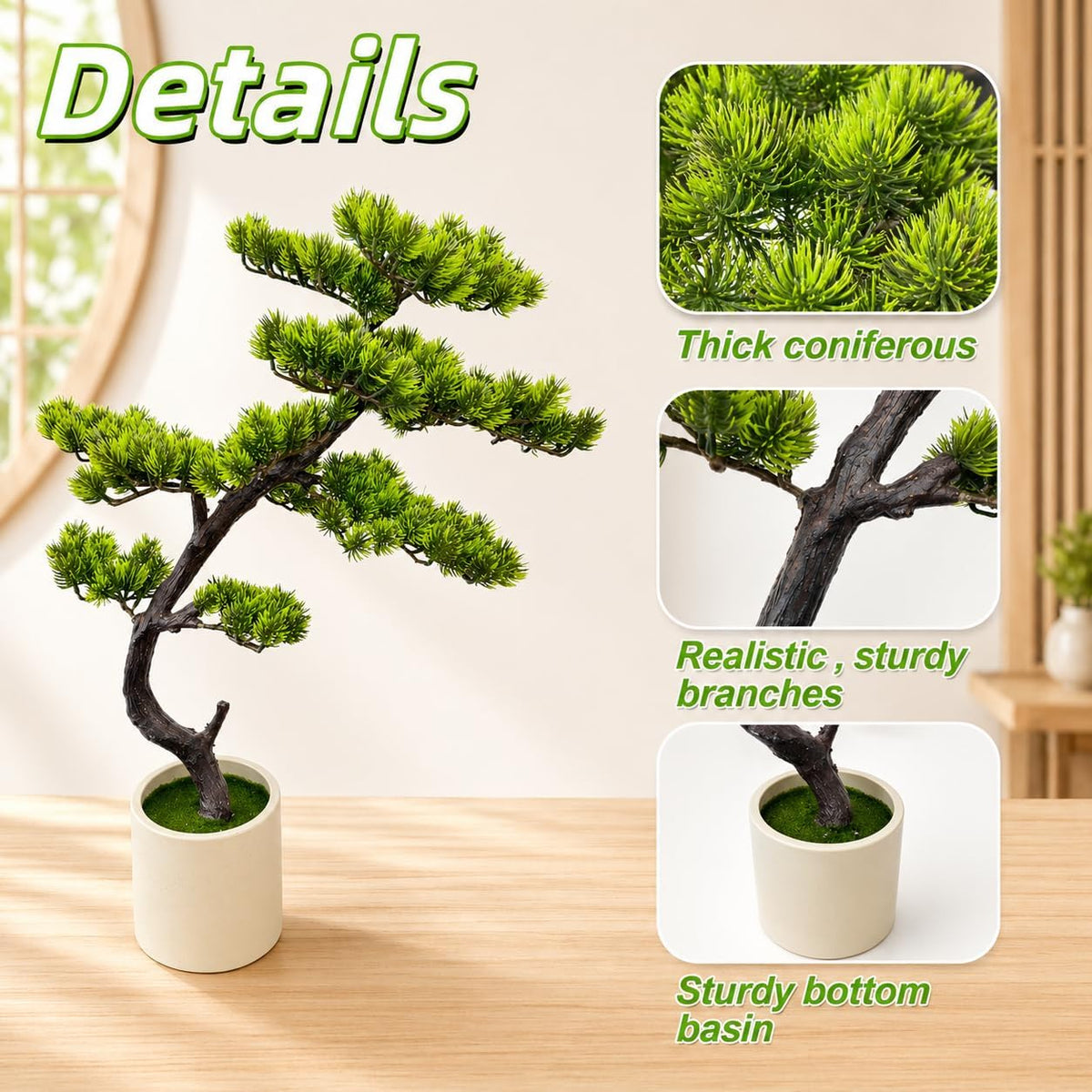 6FT Artificial Bonsai Tree in Pot – Large Realistic Cedar Tree Faux Pine Plant for Home & Office Decor, Hotel Lobby Entryway Greenery