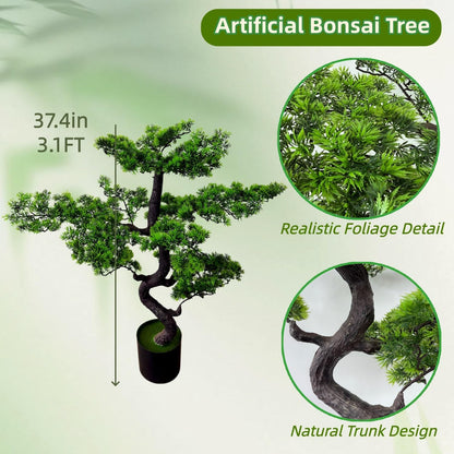 6FT Artificial Bonsai Tree in Pot – Large Realistic Cedar Tree Faux Pine Plant for Home & Office Decor, Hotel Lobby Entryway Greenery
