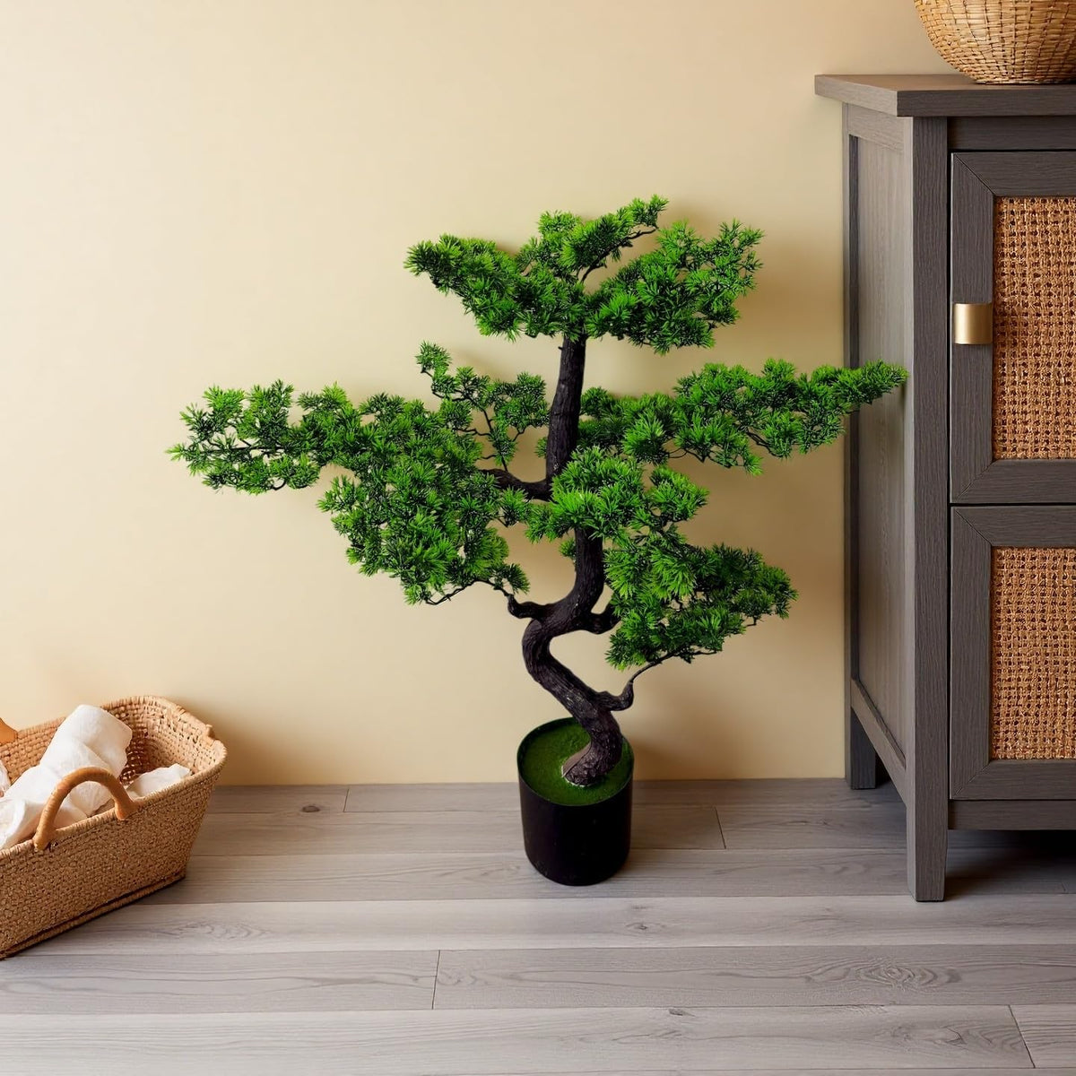 6FT Artificial Bonsai Tree in Pot – Large Realistic Cedar Tree Faux Pine Plant for Home & Office Decor, Hotel Lobby Entryway Greenery