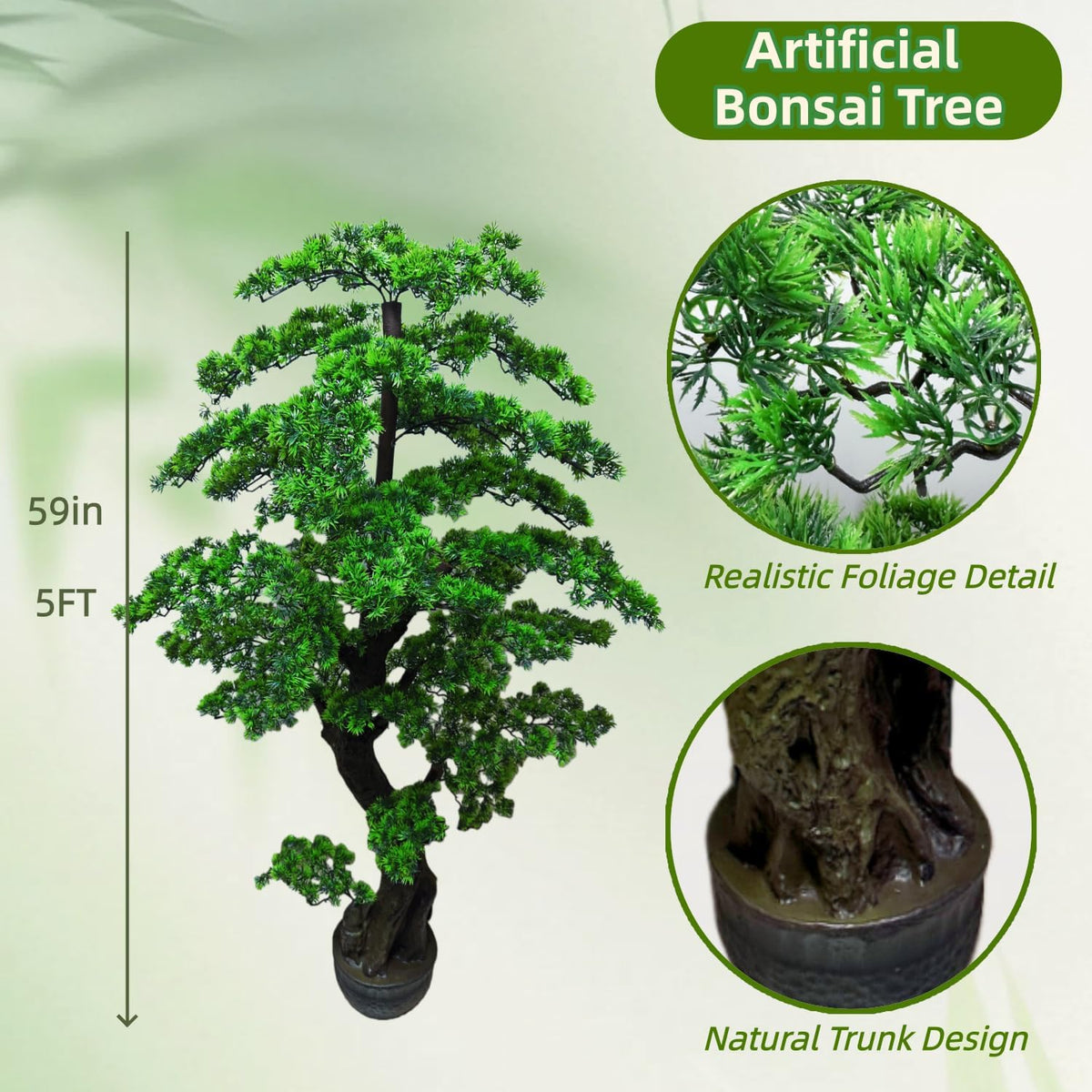 6FT Artificial Bonsai Tree in Pot – Large Realistic Cedar Tree Faux Pine Plant for Home & Office Decor, Hotel Lobby Entryway Greenery