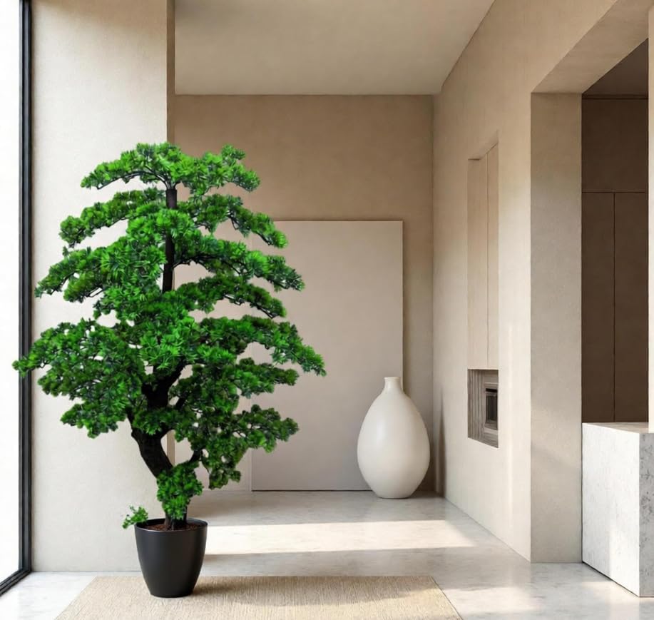 6FT Artificial Bonsai Tree in Pot – Large Realistic Cedar Tree Faux Pine Plant for Home & Office Decor, Hotel Lobby Entryway Greenery