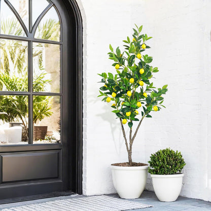 Artificial Lemon Tree 5ft Fake Lemon Plant in Pot Large Fake Floor Plants Faux Trees Indoor Outdoor Lemon for Home Living Room Bedroom Office Decor