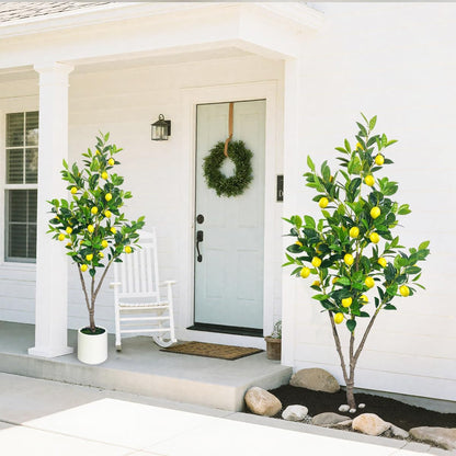 Artificial Lemon Tree 5ft Fake Lemon Plant in Pot Large Fake Floor Plants Faux Trees Indoor Outdoor Lemon for Home Living Room Bedroom Office Decor