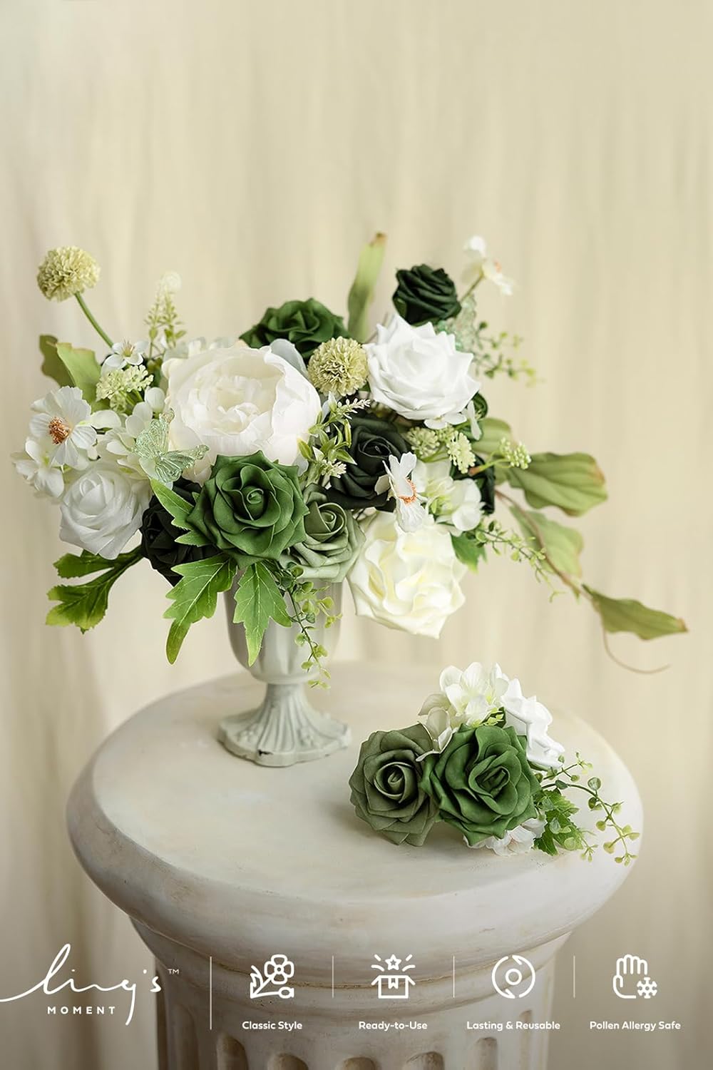 Artificial Flowers, 25Pcs 3" Roses in Emerald Green Shades, Realistic DIY Foam Floral Fill for Wedding Bouquets/Centerpieces, Outdoor Party Backdrops, Room/Table, Garden/Pot Decorations