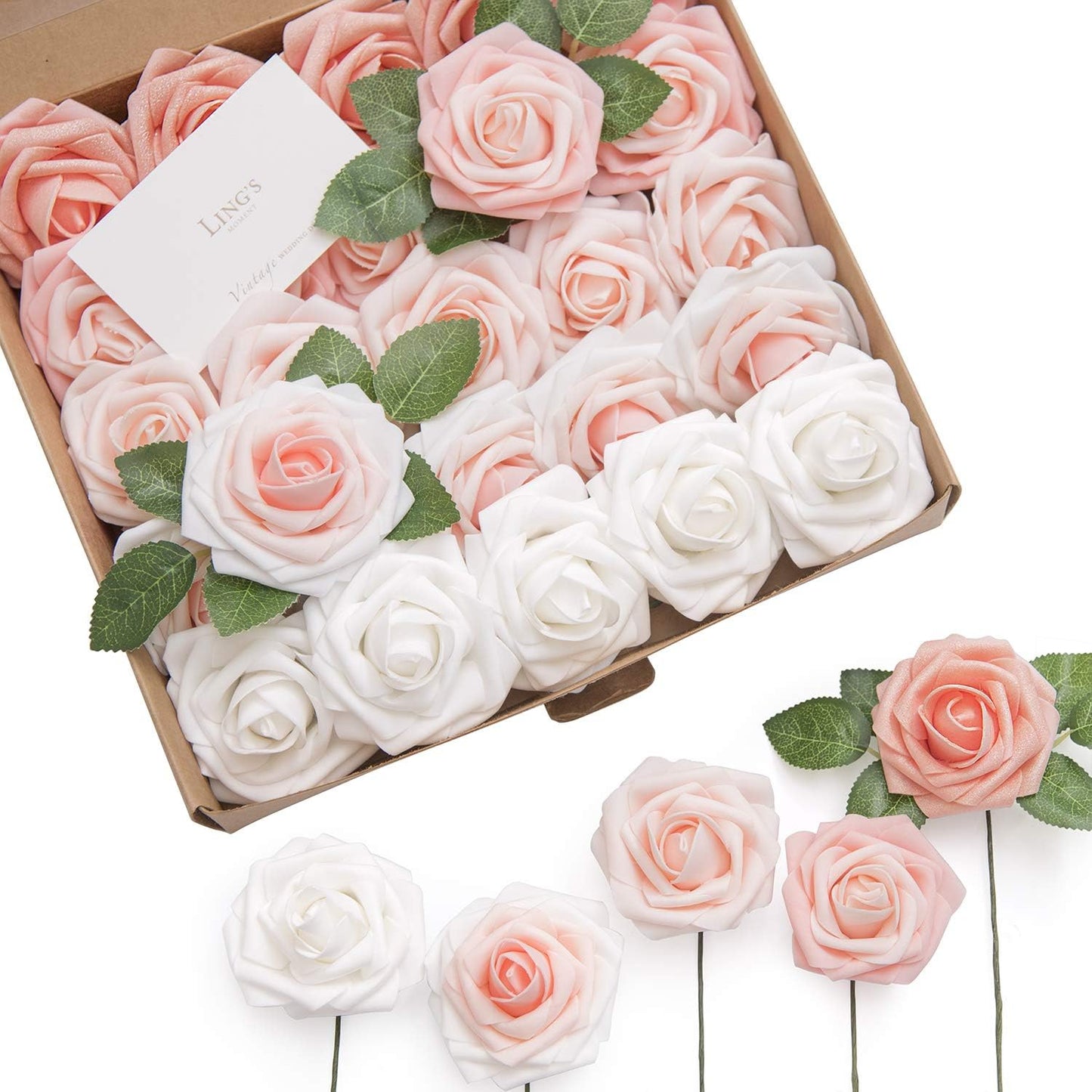 Artificial Flowers, 25Pcs 3" Roses in Emerald Green Shades, Realistic DIY Foam Floral Fill for Wedding Bouquets/Centerpieces, Outdoor Party Backdrops, Room/Table, Garden/Pot Decorations